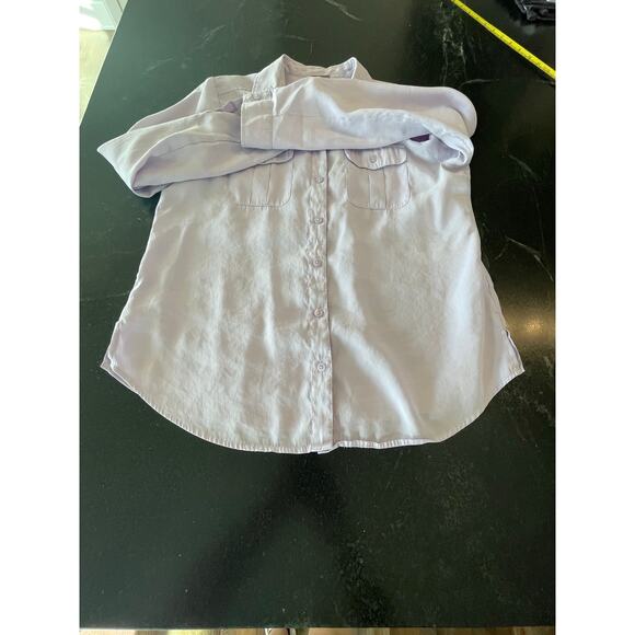 CHICO's Lavender button up roll tab sleeves Chico's 1, med/8 - Picture 12 of 12